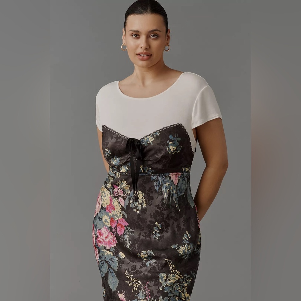 NWT By Anthropologie Twofer Midi Slip Dress size Large 90s Vintage Style - Picture 2 of 13